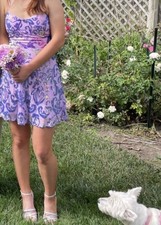 Purple Sequin Homecoming Dress, Worn Once, Lace Up Back