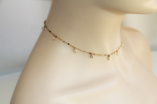 14 kt Gold Plated Chain Necklace with Swarovski Crystals. Gorgeous - Picture 10 of 12
