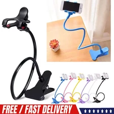 Universal Lazy Mobile Phone Gooseneck Stand Holder Flexible Bed Desk Table Clip