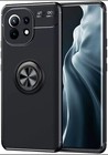 Eleganckie czarne etui na telefon do Xiaomi Mi 11 5G - magnetyczny stojak pierścieniowy, odporny na wstrząsy