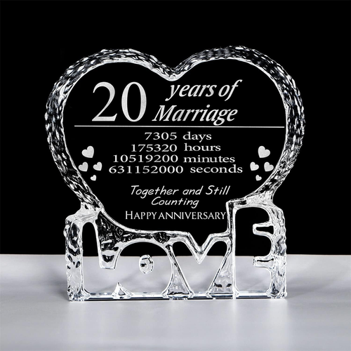 20Th Anniversary Customized Engraved Heart-Shaped Crystal Wedding Gifts For Wife - Picture 11 of 12