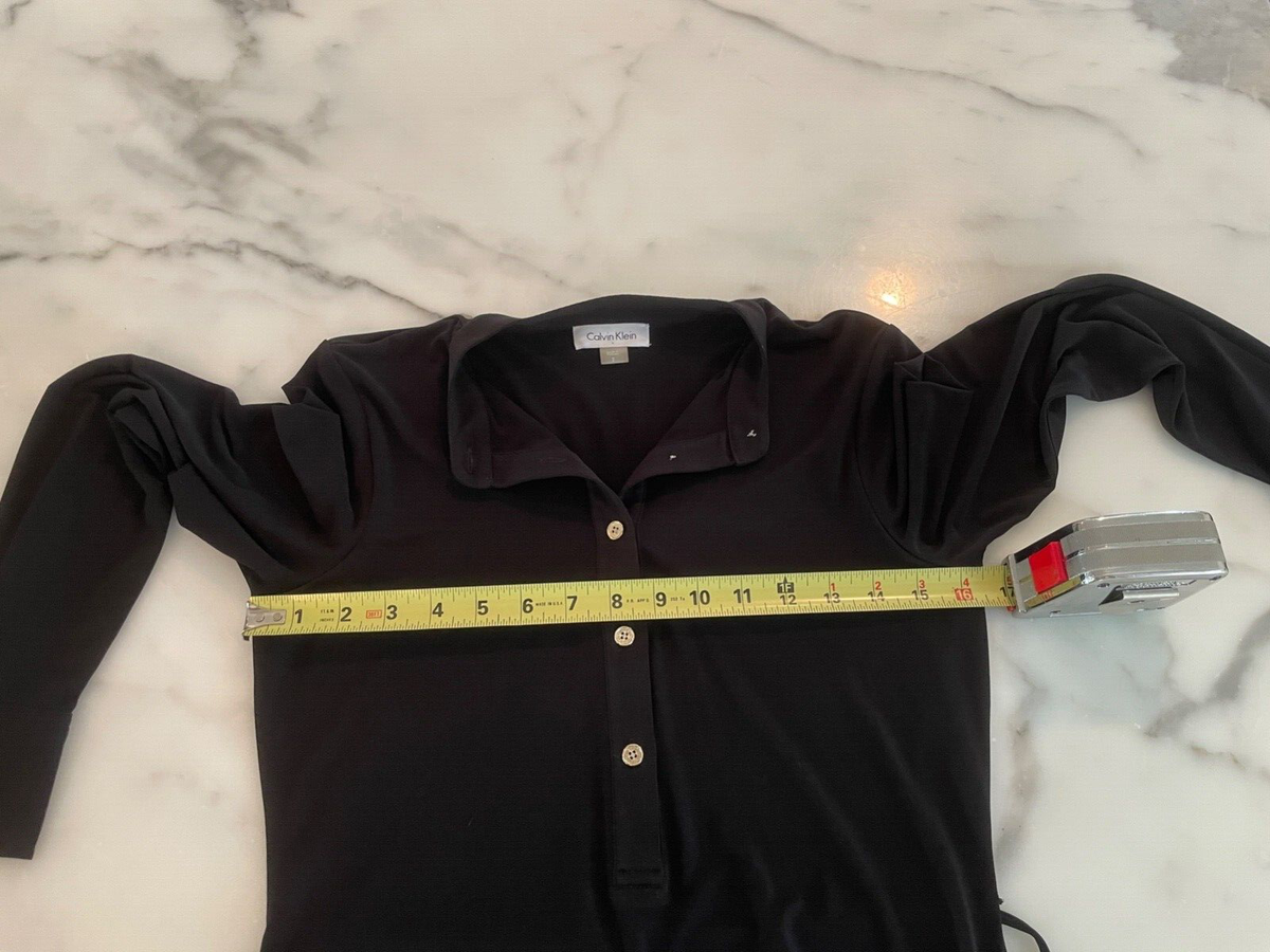 Vintage CALVIN KLEIN Women's Black Dress Gold Buttons Long Sleeve Size 2 |  eBay