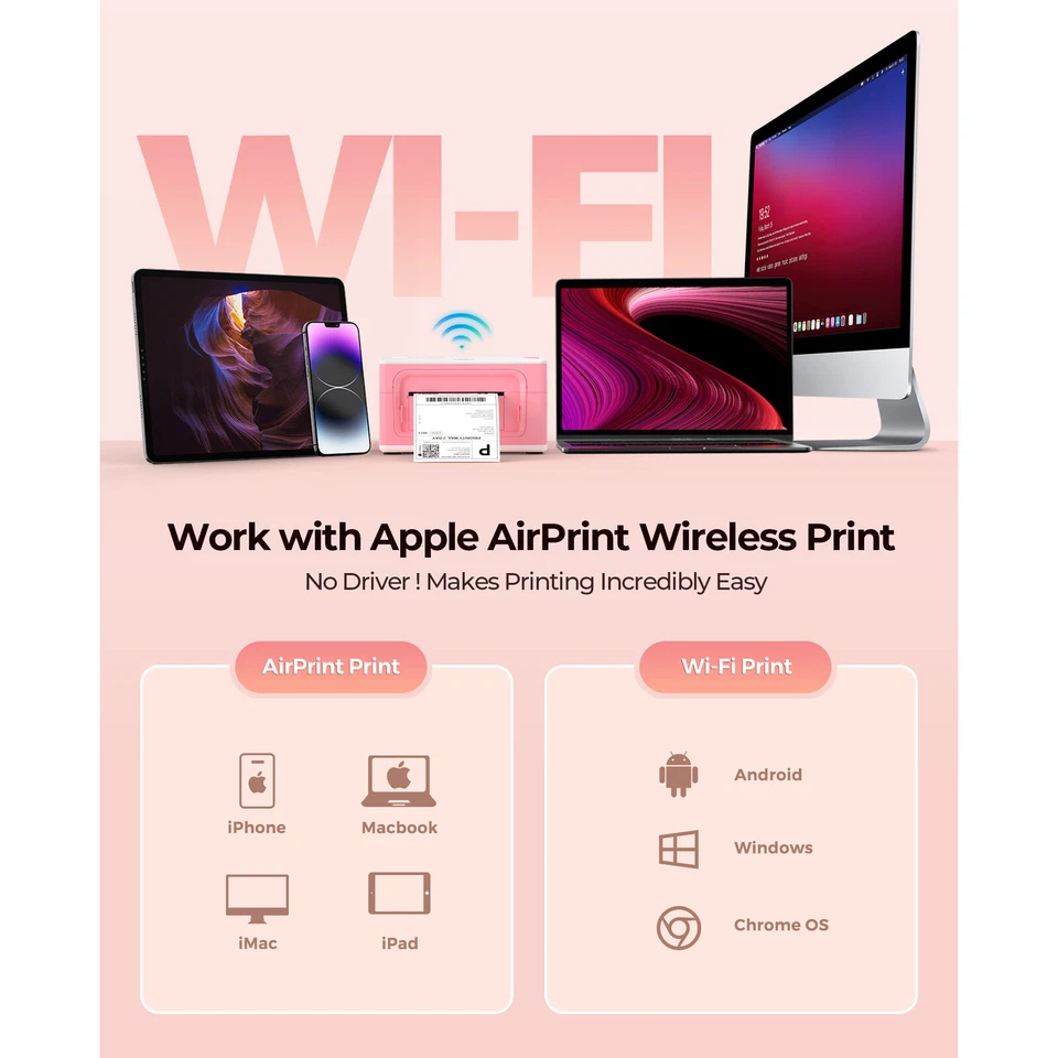 MUNBYN беспроводной термопринтер этикеток Wi-Fi доставка этикетка принтер с AirPrint - Изображение 2 из 4