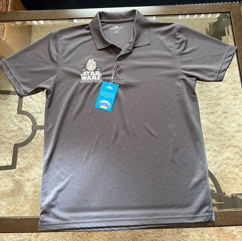 Vansport Disney Herren grau Golf Polo Star Wars Galaxy's Edge Millenium Falcon SM
