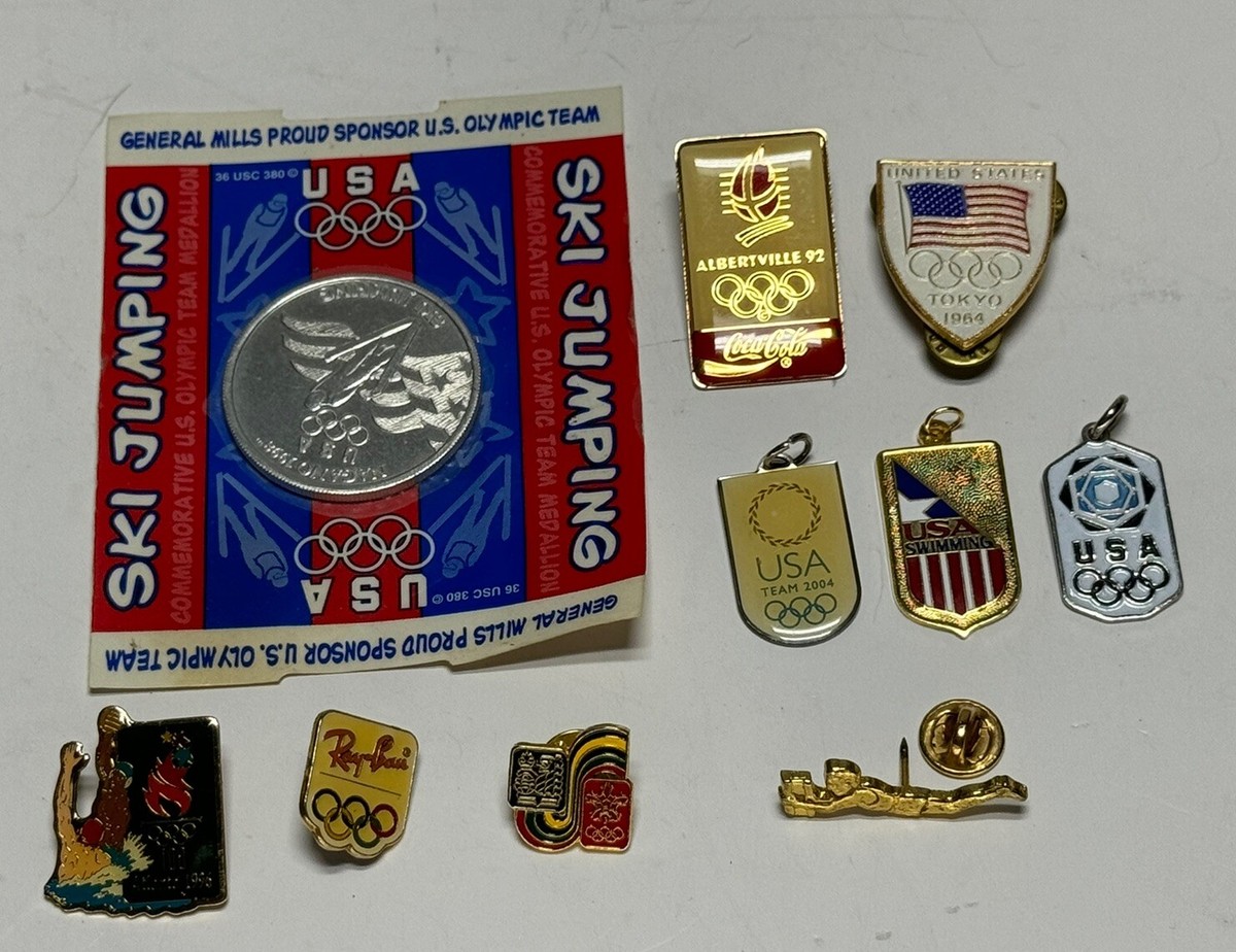 10 VTG Olympic Pin Pendant Coin Mixed Lot Tokyo 1964 USA 10 VTG Olympic Pin Pendant Coin Mixed Lot Tokyo 1964 USA