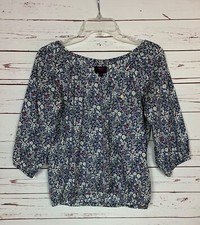 J.Crew Women's XXS Extra Extra Small Blue Liberty Art Fabrics Top Blouse Shirt