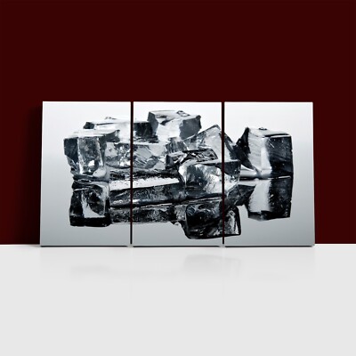Schmelzende glänzende klare Eiswürfel 3er Set Poster & Leinwand Wandbild Kunstdruck