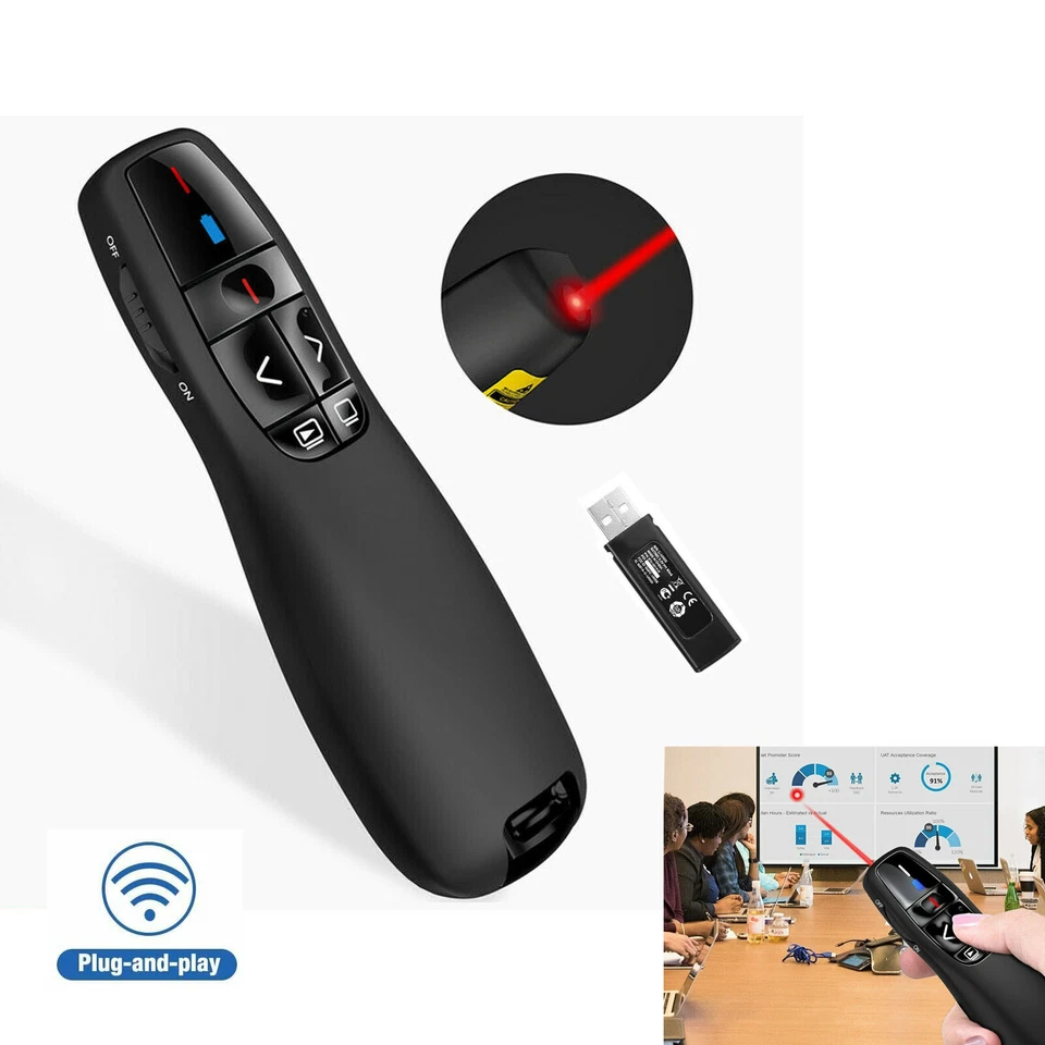 Power Point Präsentation Fernbedienung Wireless USB PPT Presenter Laserpointer Clicker