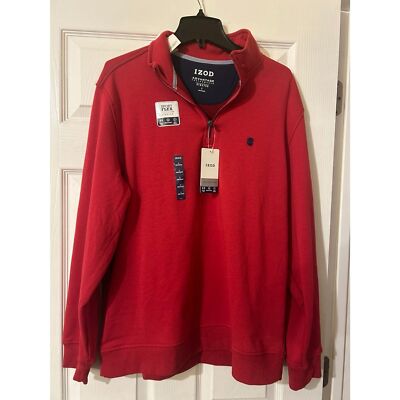 Izod Men's Advantage Performance Quarter Zip Fleece Pullover Large NWT Red 
