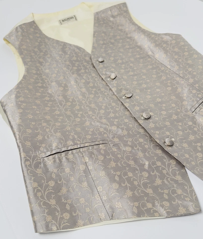 Chaleco Chaleco Balmain Paris Vintage Estampado Floral Seda, Talla L, EU 52 Foto 3 de 4