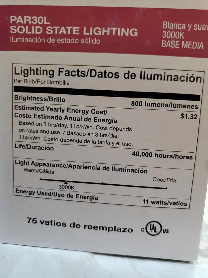 LED Flood : Halco ProLED Par30L 75 Watt Dimmable Light Model # 82014 - Image 3 of 3