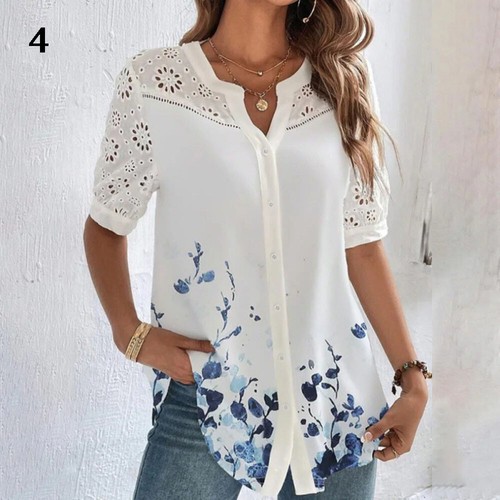 Women's Shirt Blouse Tops Multiple Printing Loose Button Casual Comfort Soft # - Picture 5 of 17
