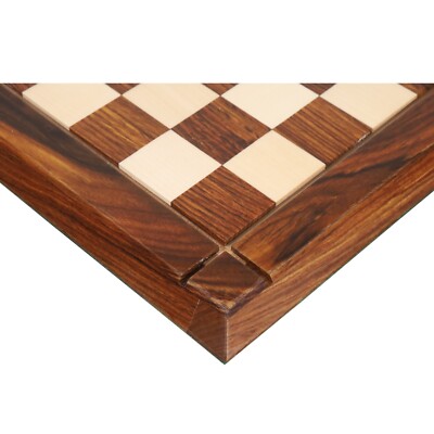 15''Schachbrett im Drueke-Stil aus goldenem Rosenholz und Ahornholz-38mm Quadrat