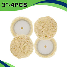 4 X Wool Buffing Polishing Pads 3 Hook Loop Backing For Compound Cutting Pad