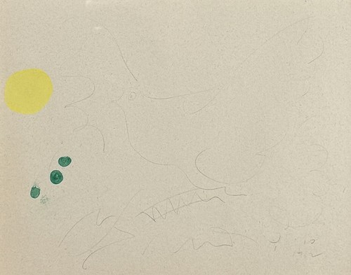 Vintage Pablo Picasso Signed Dove Figure Painting Drawing Modernist Abstract - Picture 3 of 6