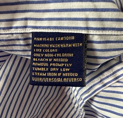 Camicia elegante Tommy Hilfiger con bottoni uomo grande 15 32/33 bianco blu cotone lusso - Foto 12 di 12