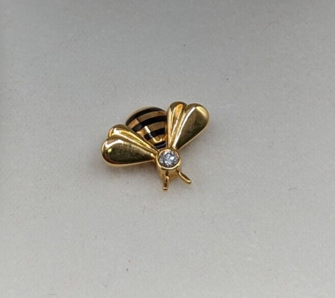 Cartier 18K Yellow Gold & Diamond Bumble Bee Tack Pin W/ Proof of