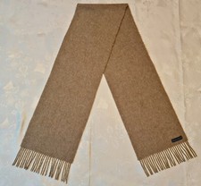 SCARF AUTHENTIC ROCHA JOHN ROCHA SOLID BEIGE WOOL LONG MEN FRINGE SCARF