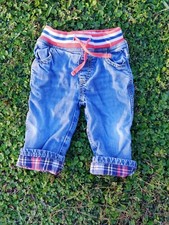 Mini Boden Plaid Lined Pull On Jeans 6-12 mos.