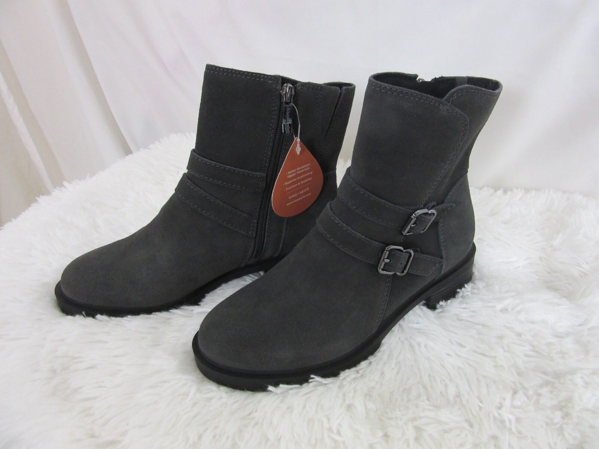 Easy Spirit Boots Charcoal Gray Lug Sole Heel Leather Buckles Size 6M NWT