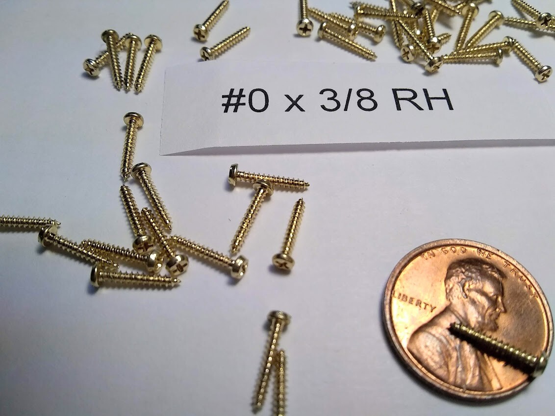 100 Brass Plated SMALL Wood Screw Size #0 x 3/8" Round Head Phillips QTY 100 