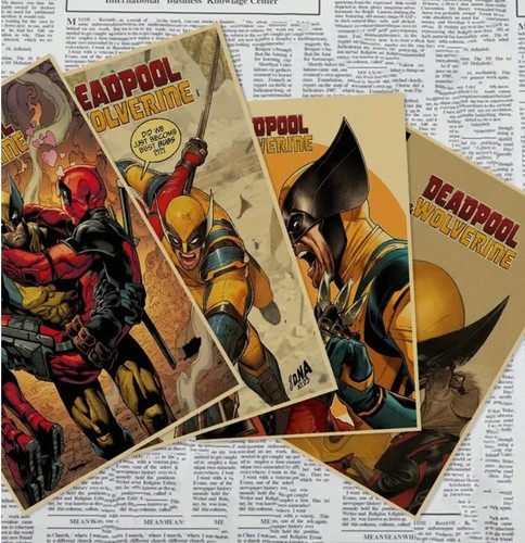 Deadpool Wolverine poster carta kraft licenza ufficiale Marvel X-Men set di 4 - Foto 7 di 9