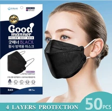 (Black x 50 Masks) KF94 Face Safety Mask 4Layer Filters Breathable Comfortable