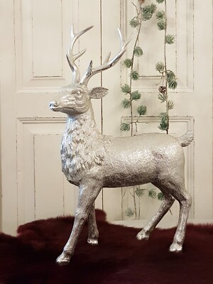 Hirsch ''Viktor'' - silber - Polyresin - 36 cm - Dekohirsch - Herbst Weihnachten