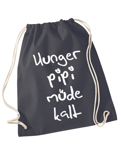 Siviwonder Turnbeutel Baumwolle - Lustiger Spruch 'Pommes Hunger', 37x46 Cm, Schwarz