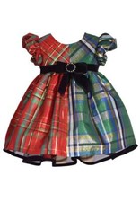 NEW Bonnie Jean Girls Size 24M "RED  GREEN MIXED PLAID" Taffeta Christmas Dress