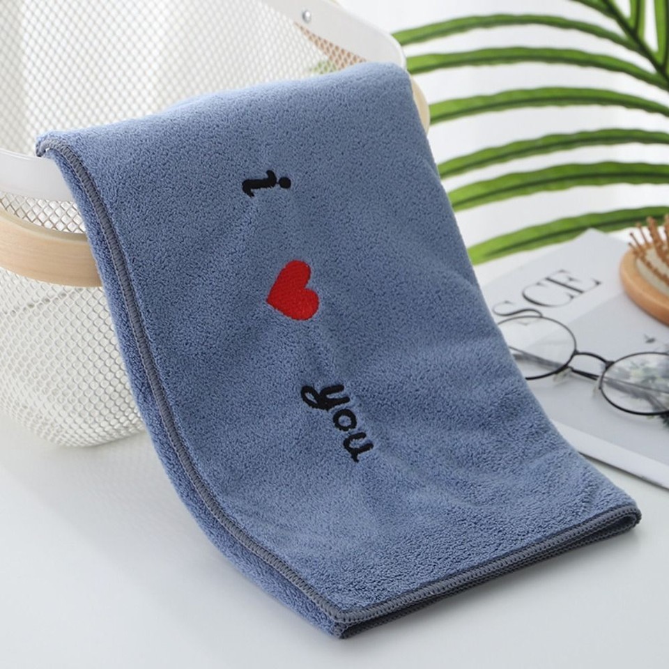 2Pcs Love Microfiber Face Towel Luxury Couple Shower Towel Hand Towel
