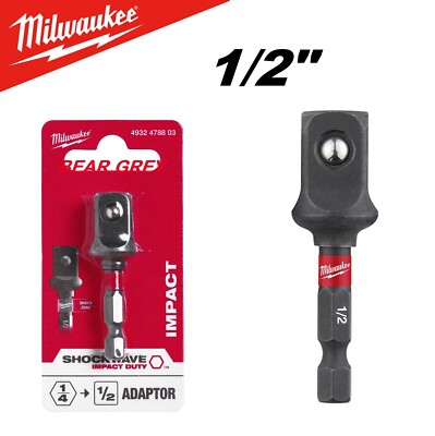 Milwaukee Shockwave Steckschlüssel-Adapter Sechskant 1/4'' auf 1/2'' SQ Vierkant Schlagnuss