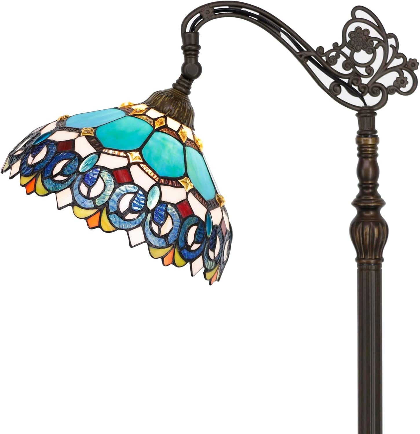 Tiffany Floor Lamp Stained Glass Lamp 18.88X12X67 Inch Angle Adjustable Arched G
