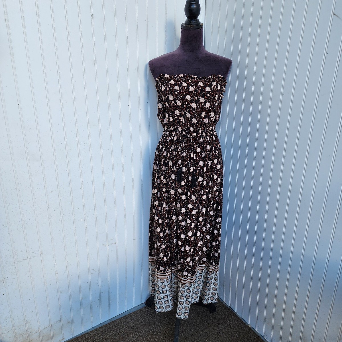 black floral strapless dress Black Floral Corset Sleeveless Strapless Sweetheart Longline main image 0