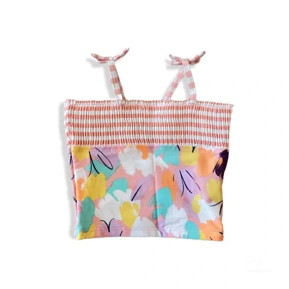 Tankini Hanna Andersson Niñas Rosa Azul Floral Calado Natación Separado Talla 10 Foto 2 de 4