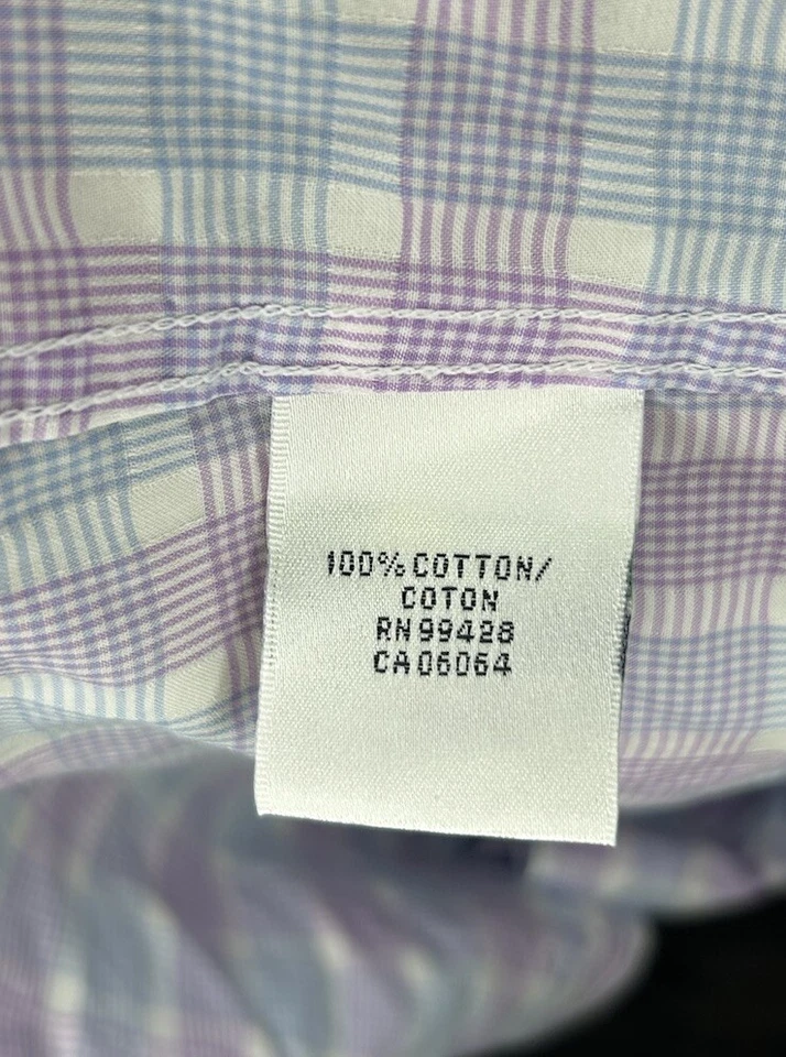 男式布加迪正装衬衫中号紫色蓝色白色 — 第 4/4 张图片