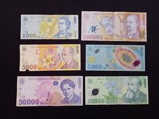 Banknoty RUMUNIA 1000, 2000, 5000, 10000, 500000 LEI - UŻYWANE / uszkodzone