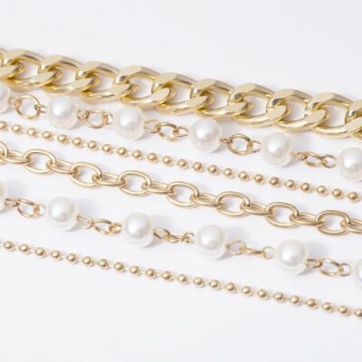 1pc Multilayer Waist Chain Belts Imitation Pearl Chains Belt