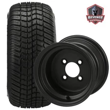 10" Steel Black Golf Cart Wheels and Tires Combo (205/50-10) Set of 4