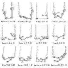 N011 Silver Tone Trendy Shiny Star Zodiac Sign 12 Constellation Pendant Necklace