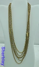 Vintage Jewelry Statement Multi Strand 5 String Chain Gold-tone Necklace 21"
