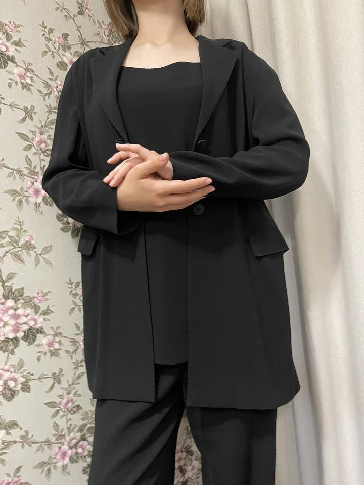 Max Mara Italia Mujer Negro Clásico Viscosa 3 Piezas Conjunto Elegante Traje Talla 44/M-L Foto 4 de 4