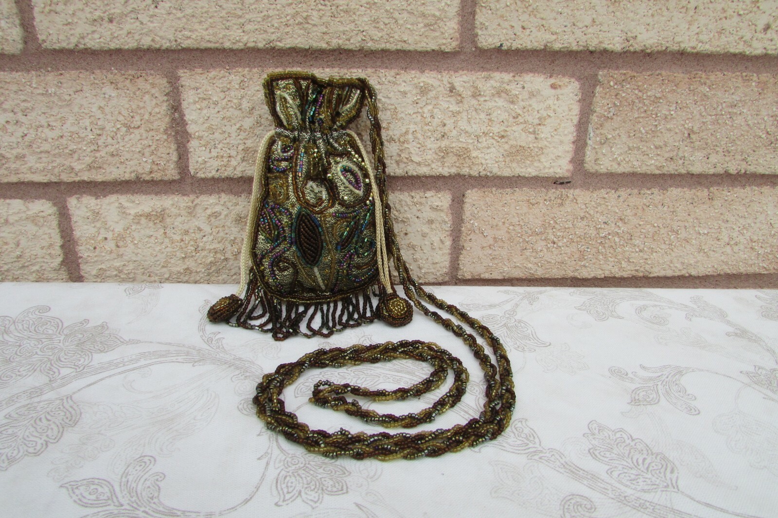 Hand Made Beaded Multicolor Mini Drawstring Fring… - image 3