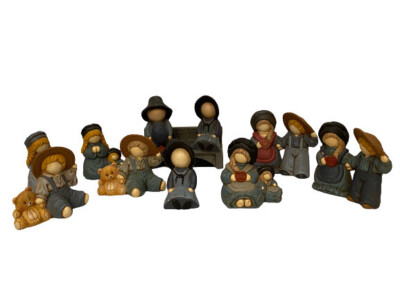 Vintage 1980's Americana Folk Art Amish Faceless Ceramic Figurines Choose From 9