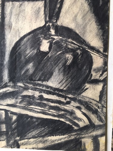 Vintage 1993 2 Panel Diptych Drawing Charcoal Mark Flake Original Signed - Picture 5 of 12
