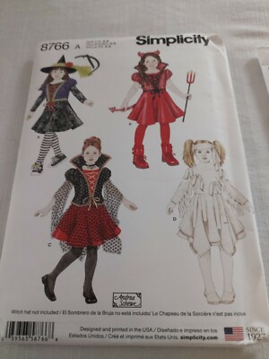 2018 Simplicity Pattern #8766 New/Uncut Costumes US Size 3-8