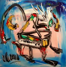 JAZZ PIANO Mark Kazav - Oil Painting   Art 11x14  Canvas qwd2