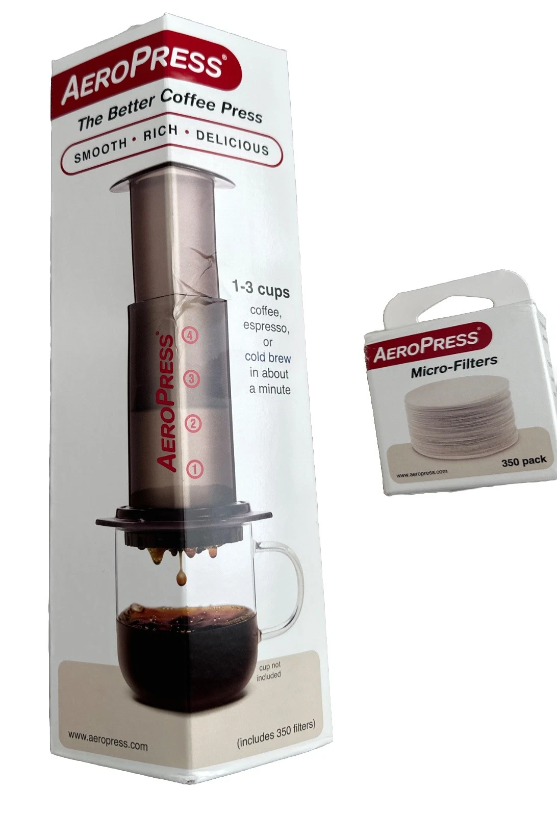 AeroPress Portable Travel French Press Kit Includes Coffee Filters