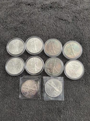 Lot of 10 Walking Liberty American Eagle Coins .999 Fine Silver