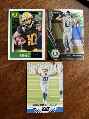 (3) Justin Herbert Lot Panini Score Team Insert 2020 Rookie RC Draft Picks